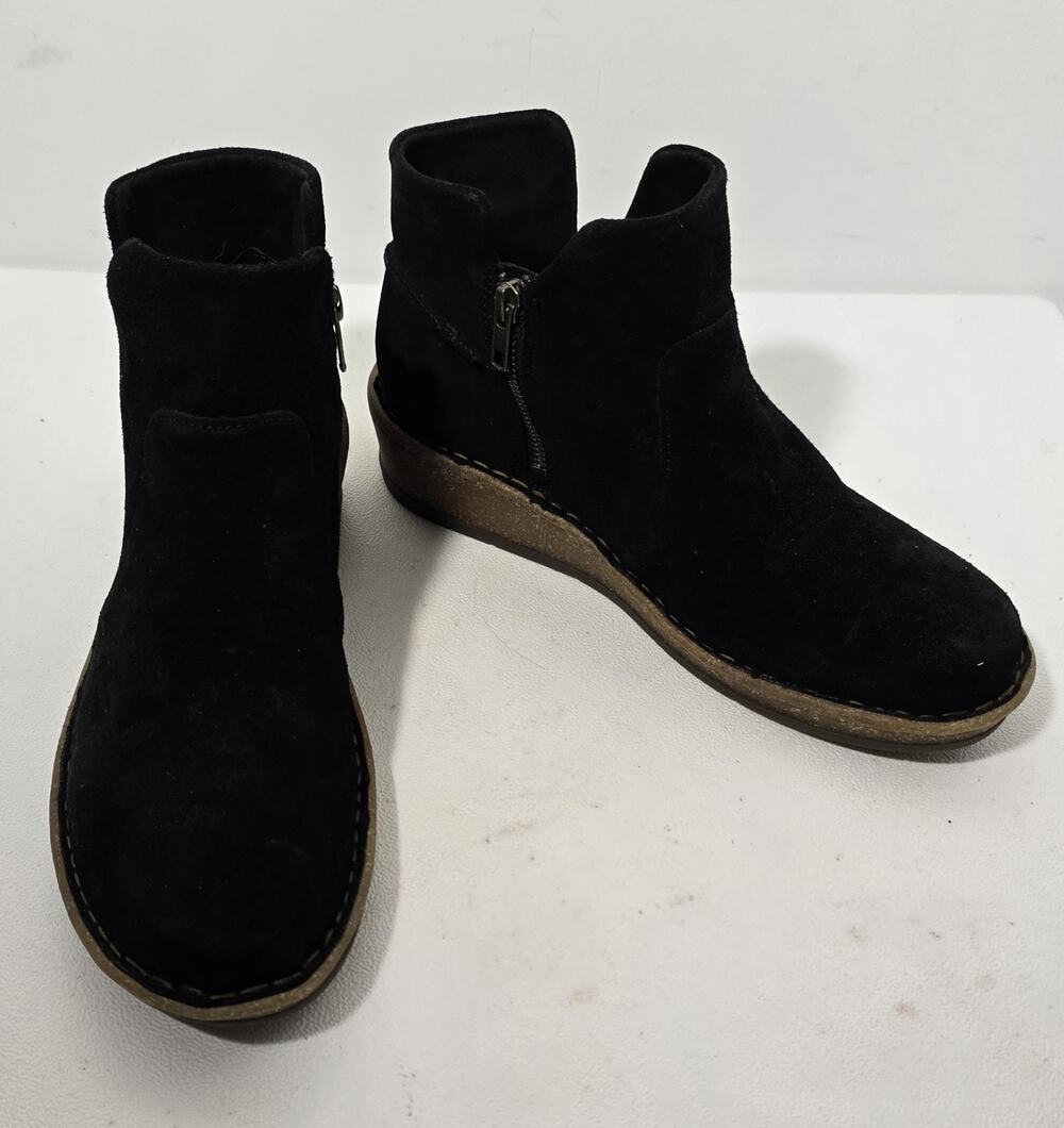 Born Womens Size 9 Viv Distressed Black Leather Zip Booties Boots Shoes